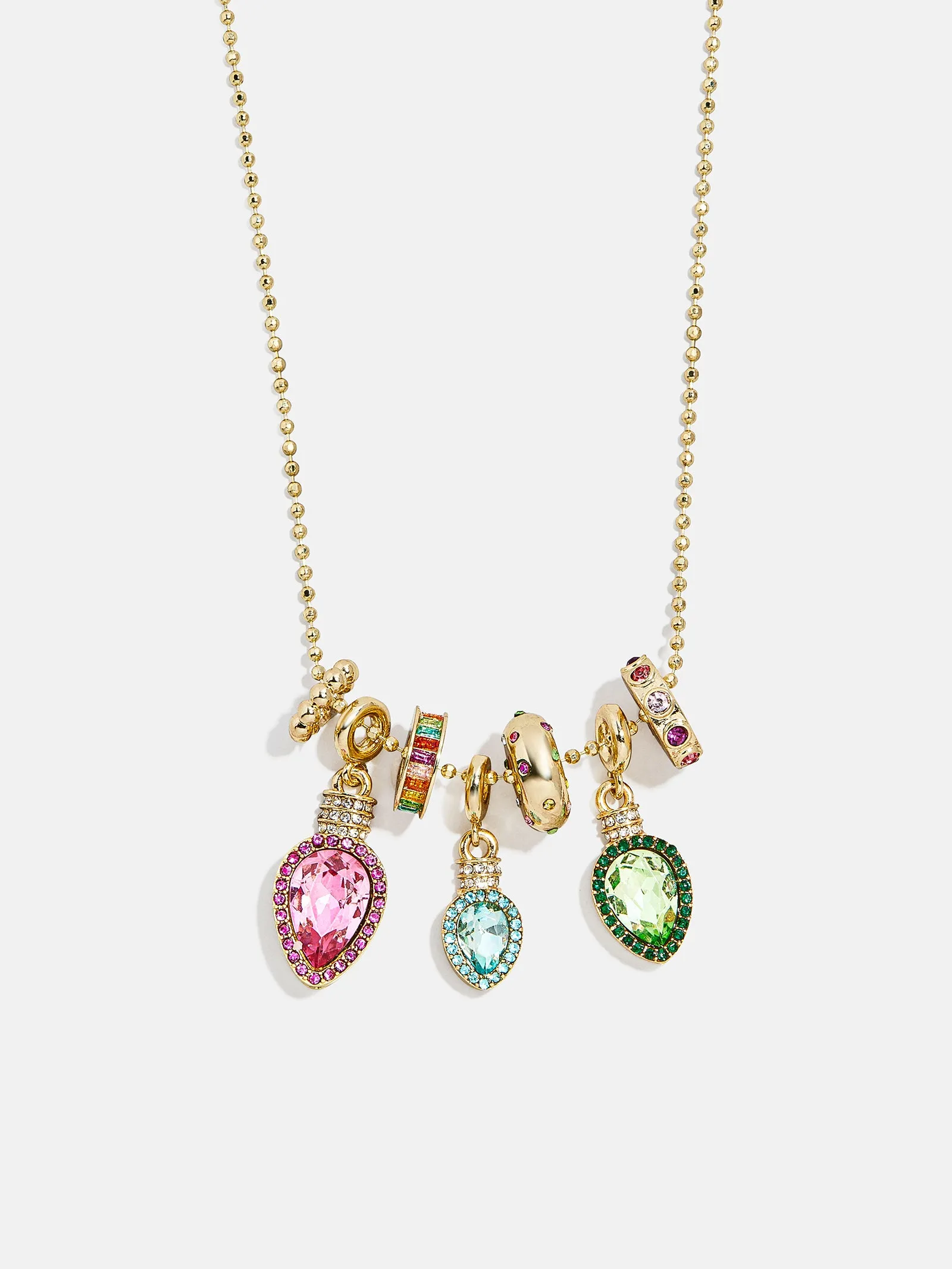 Merry & Bright Christmas Charm Necklace - Christmas Lights sold by BaubleBar