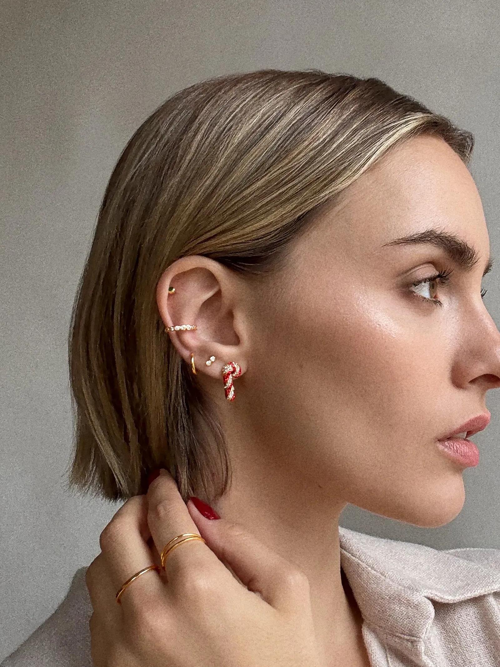 Holiday Twist Candy Cane Stud Earrings - Candy Cane sold by BaubleBar product image thumbnail 2