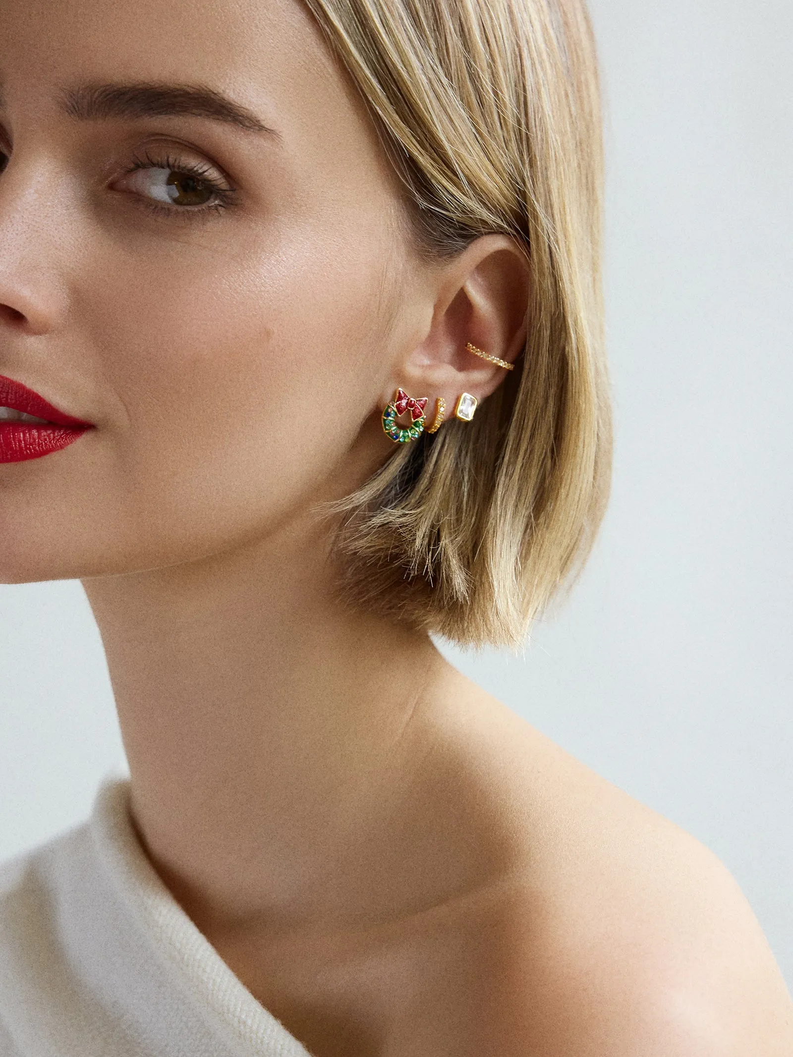 Deck The Halls Stud Earrings - Holiday Wreath sold by BaubleBar product image thumbnail 2