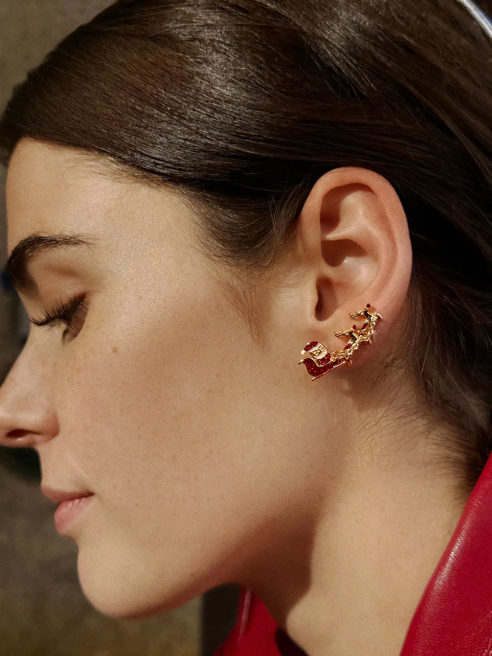 Reindeer Ride Crawler Earrings - Reindeer Sleigh sold by BaubleBar product image thumbnail 2