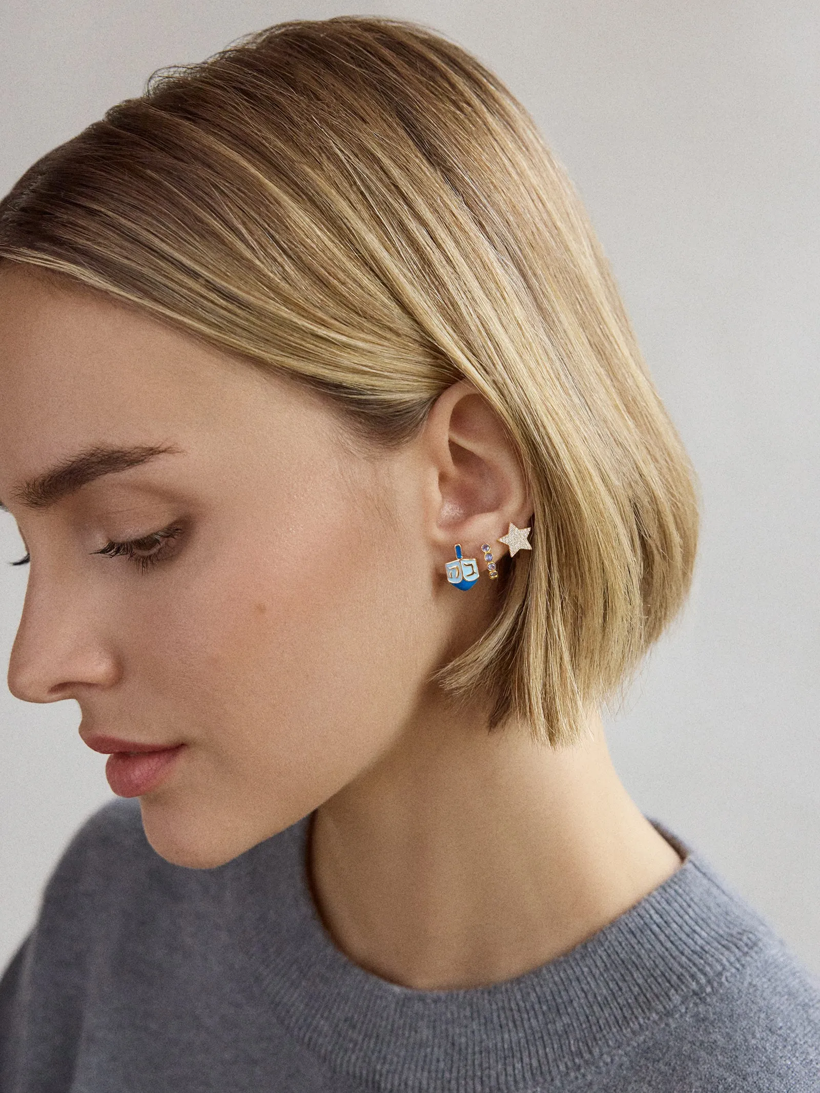 Spin Me Round Dreidel Stud Earrings - Dreidel sold by BaubleBar product image thumbnail 2