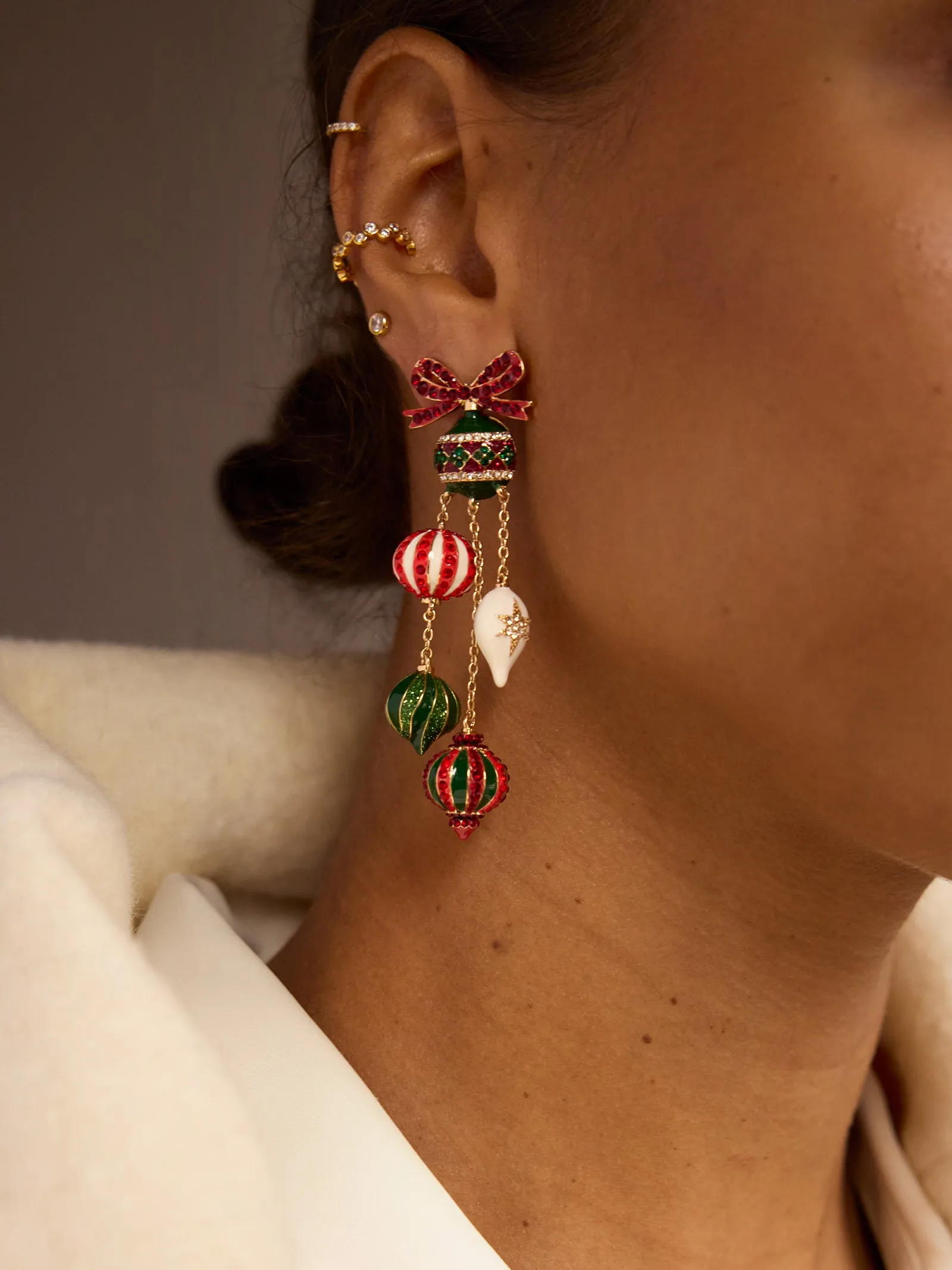 Ornamental Christmas Statement Earrings - Christmas Ornament sold by BaubleBar product image thumbnail 2