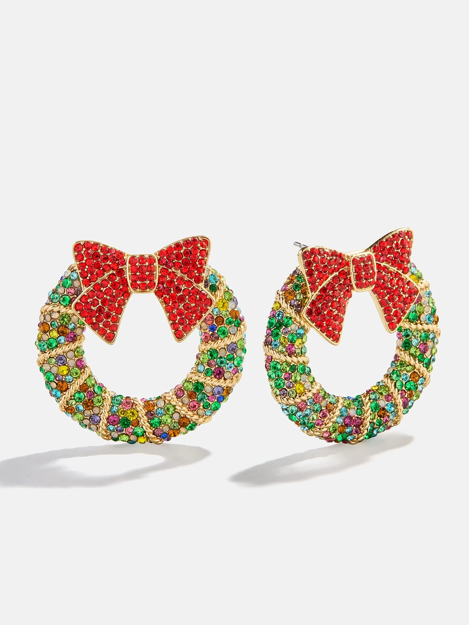All Wreathed Up Holiday Earrings - Holiday Wreath sold by BaubleBar