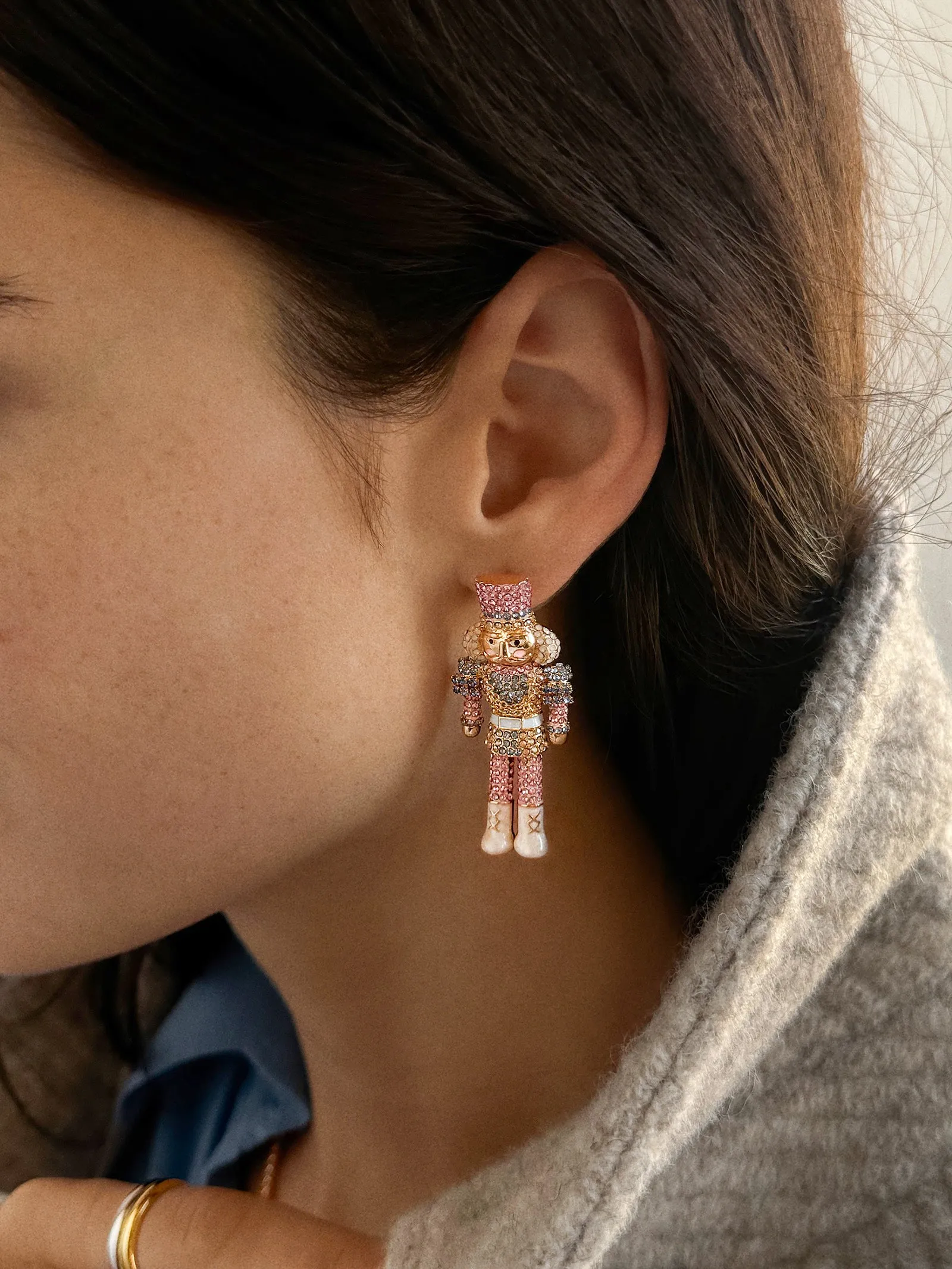 March of the Bling Statement Earrings - Pink/Blue Nutcracker sold by BaubleBar product image thumbnail 2