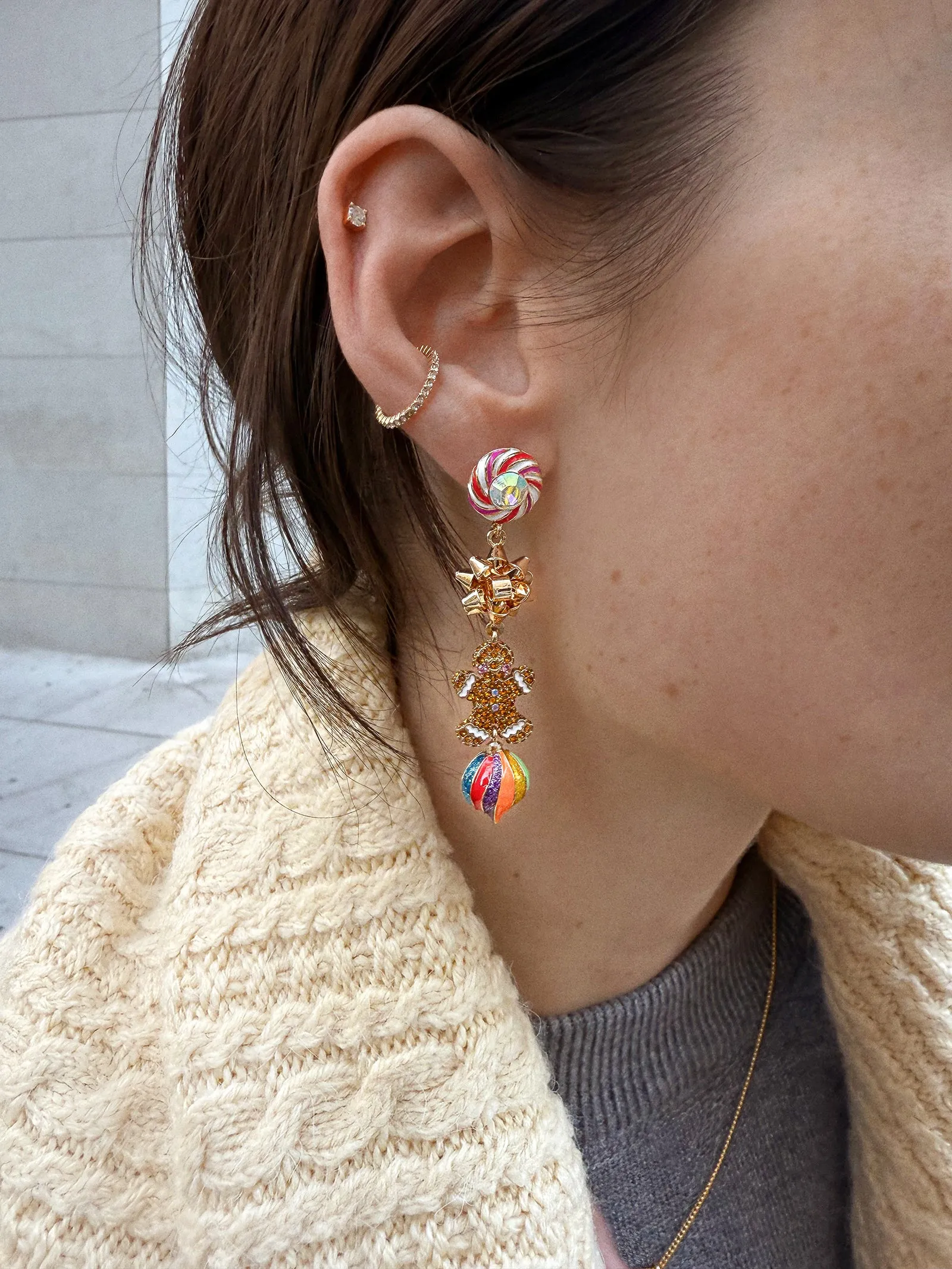 Season’s Treatings Christmas Statement Earrings - Gingerbread Man sold by BaubleBar product image thumbnail 2