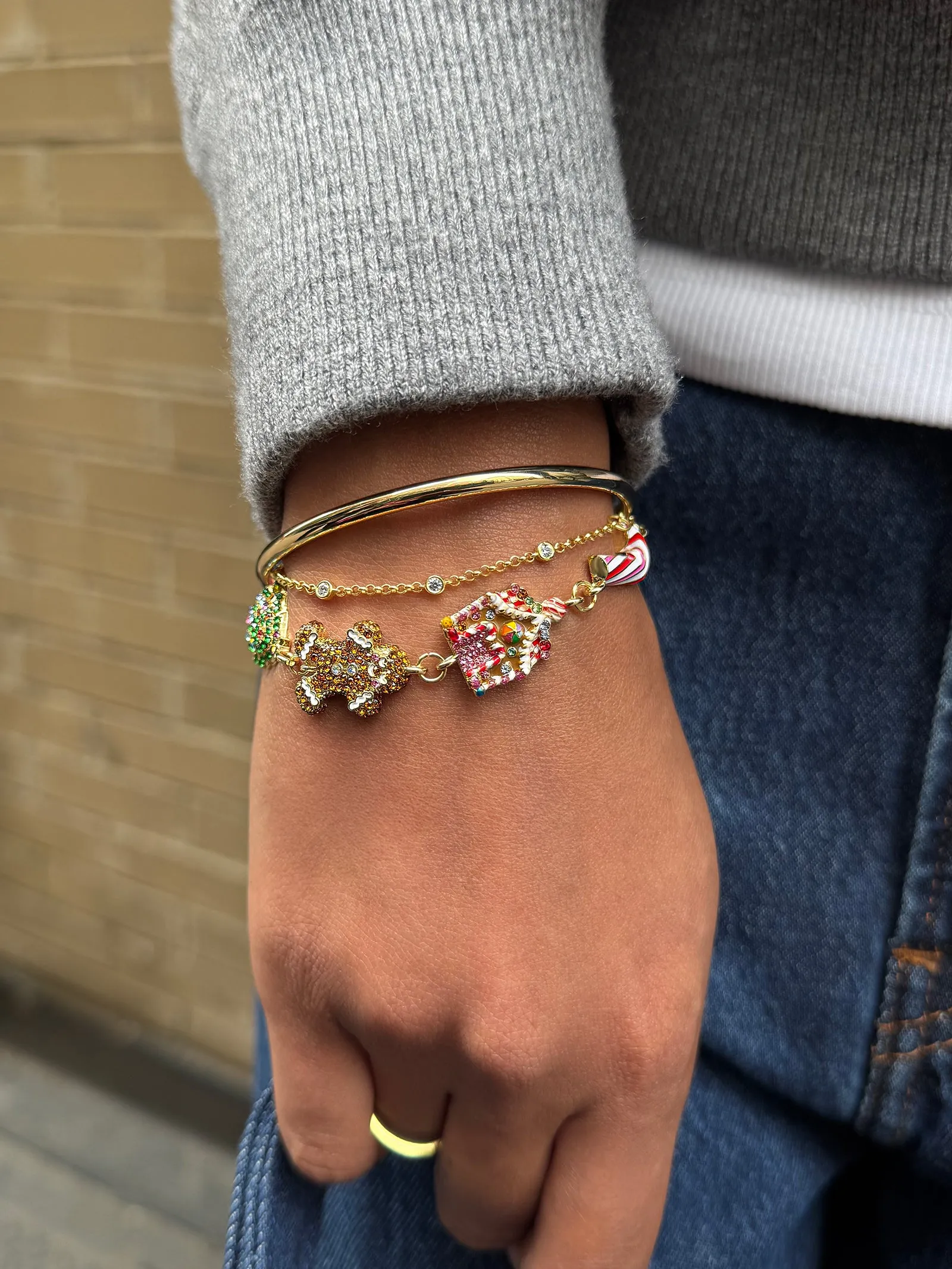 Holly Jolly Christmas Charm Bracelet - Gingerbread Man sold by BaubleBar product image thumbnail 2