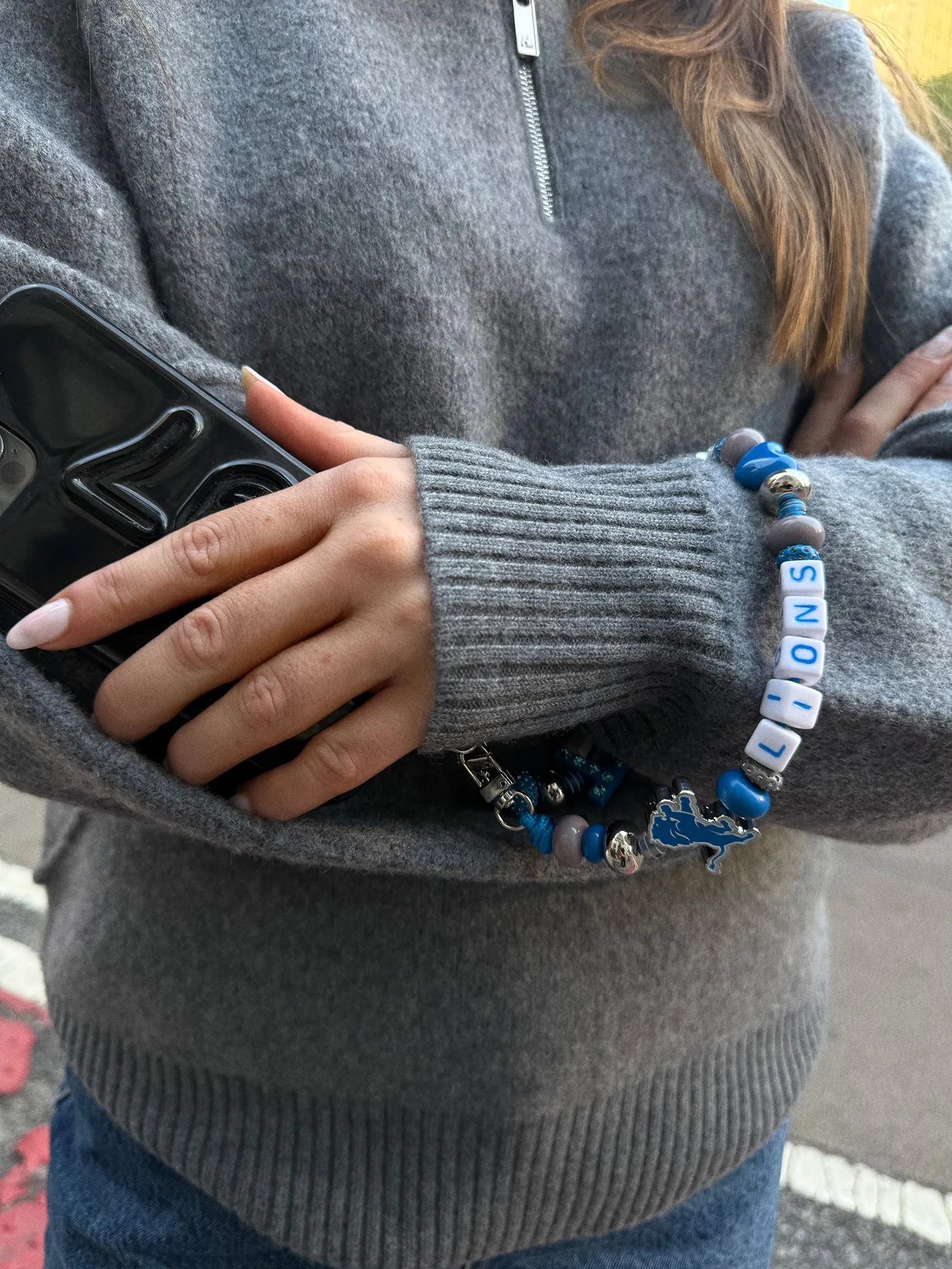 NFL Beaded Phone Charm - Detroit Lions sold by BaubleBar product image thumbnail 2