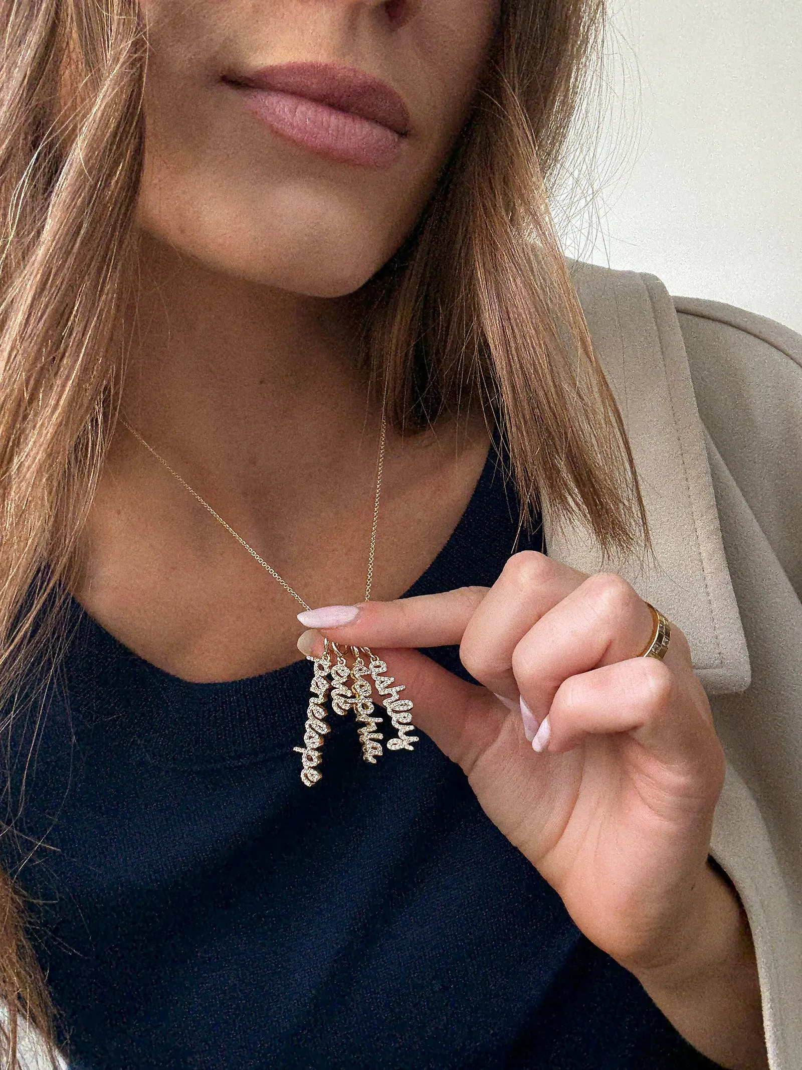 Mini Pavé Script Cluster Custom Nameplate Necklace - 4 Names sold by BaubleBar product image thumbnail 2