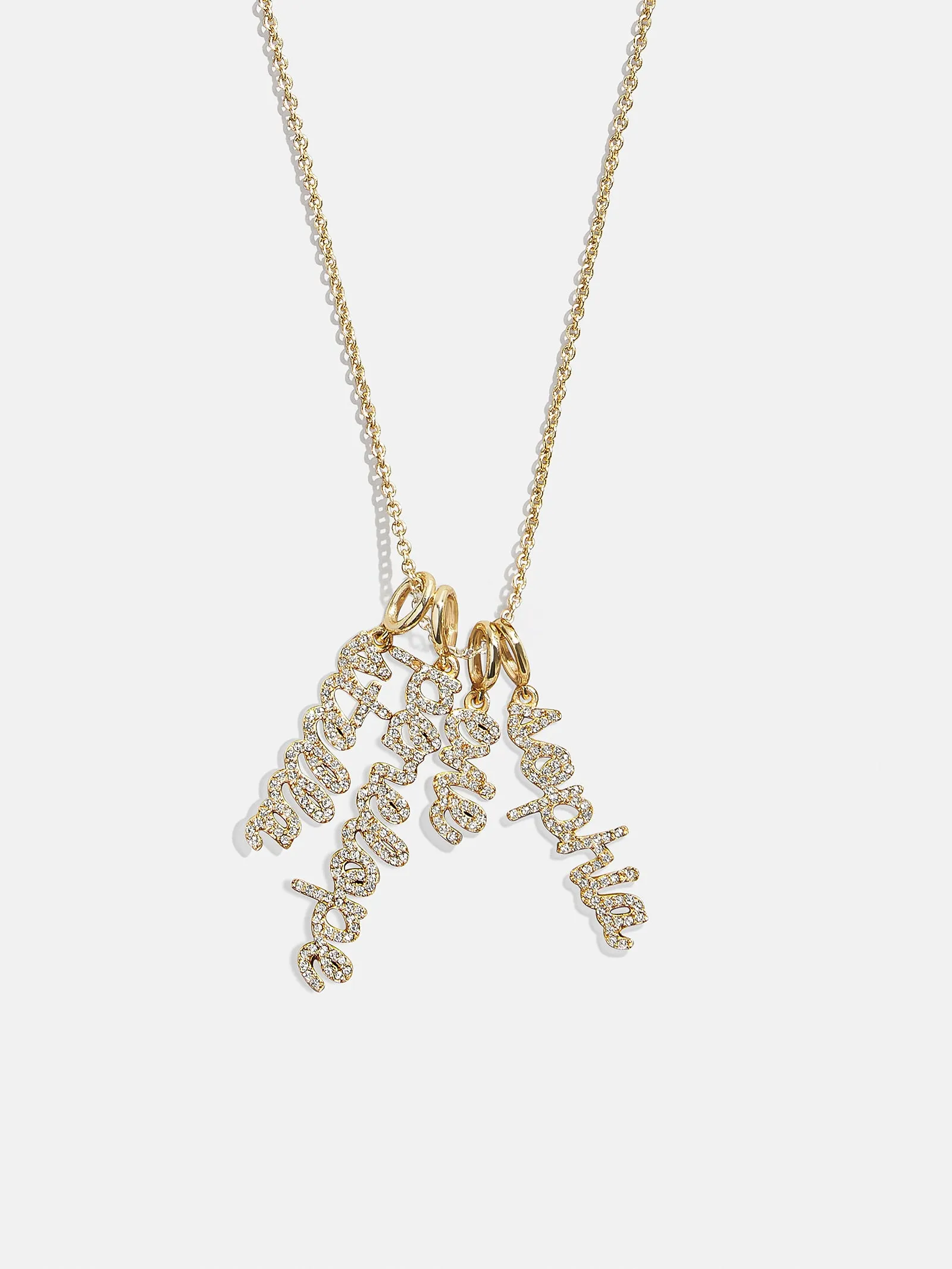 Mini Pavé Script Cluster Custom Nameplate Necklace - 4 Names sold by BaubleBar