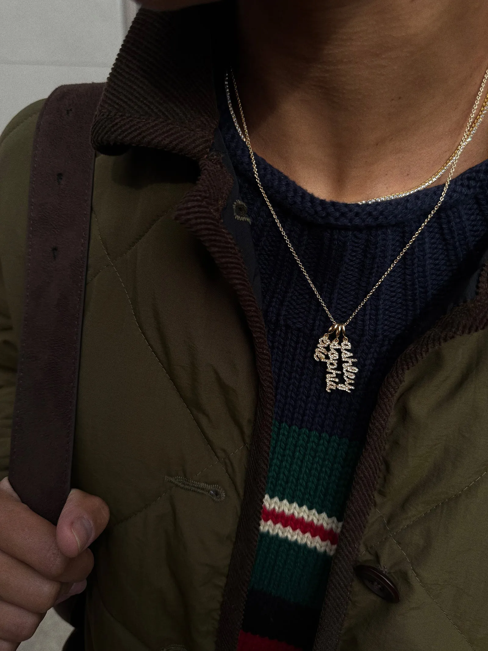 Mini Pavé Script Cluster Custom Nameplate Necklace - 3 Names sold by BaubleBar product image thumbnail 2