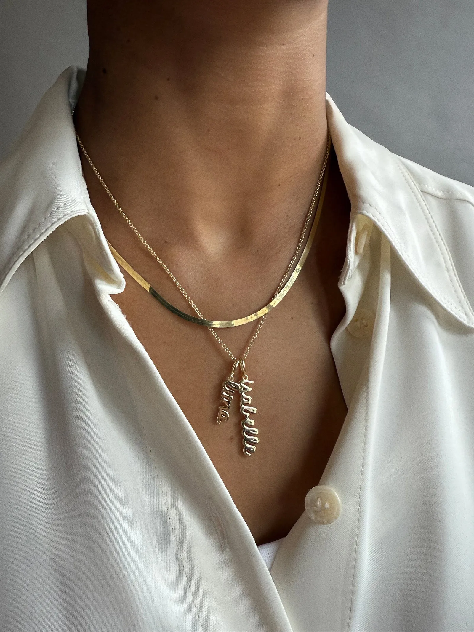 Mini Gold Script Cluster Custom Nameplate Necklace - 2 Names sold by BaubleBar product image thumbnail 2