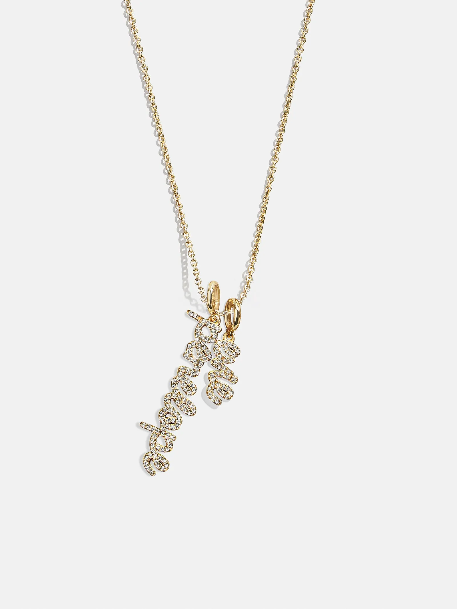 Mini Pavé Script Cluster Custom Nameplate Necklace - 2 Names sold by BaubleBar