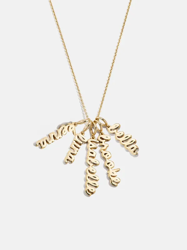 Mini Gold Script Cluster Custom Nameplate Necklace - 5 Names sold by BaubleBar