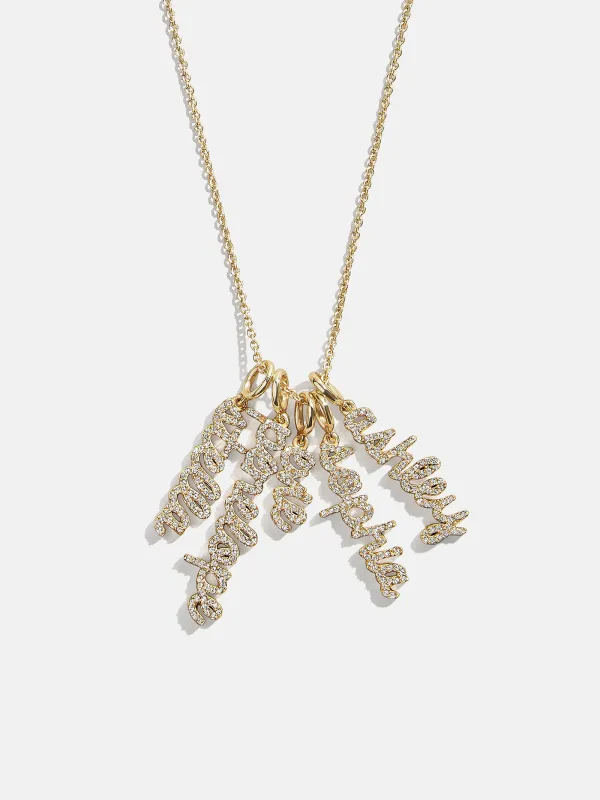 Mini Pavé Script Cluster Custom Nameplate Necklace - 5 Names sold by BaubleBar