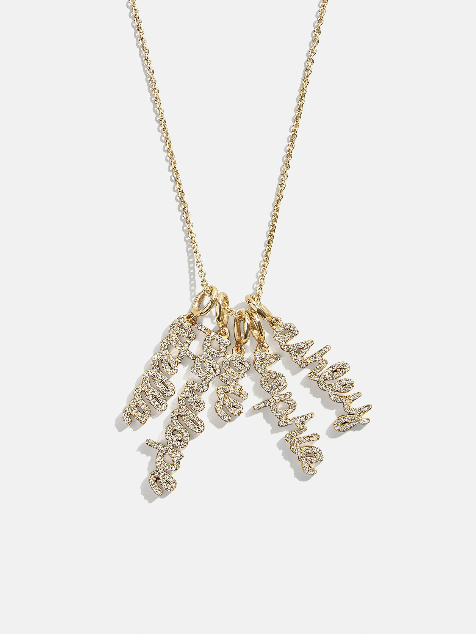 Mini Pavé Script Cluster Custom Nameplate Necklace - 5 Names sold by BaubleBar