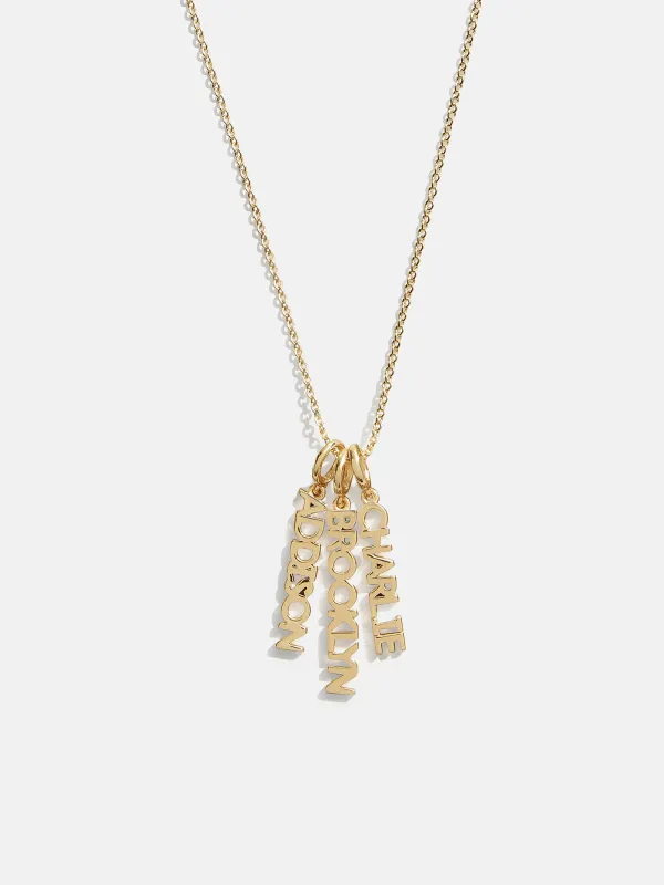 Mini Gold Block Cluster Custom Nameplate Necklace - 3 Names sold by BaubleBar