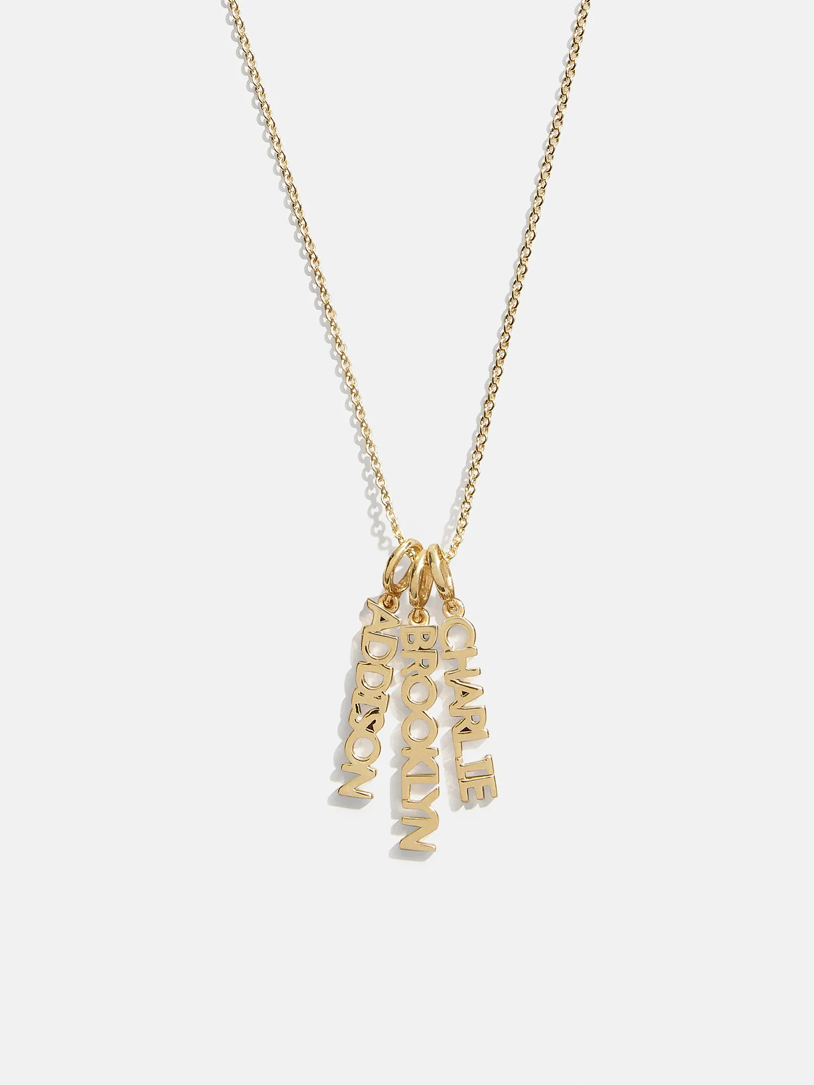 Mini Gold Block Cluster Custom Nameplate Necklace - 3 Names sold by BaubleBar