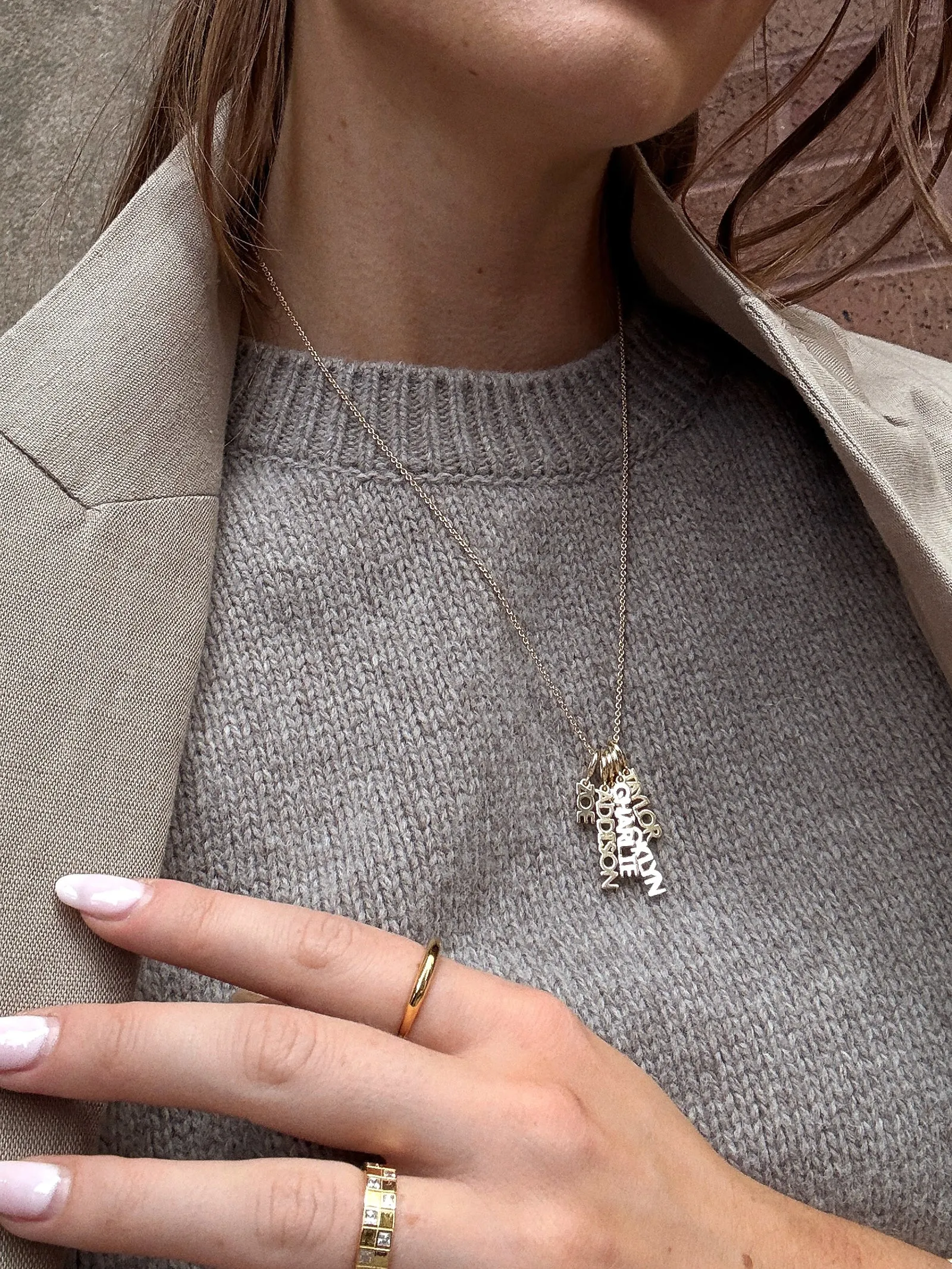 Mini Gold Block Cluster Custom Nameplate Necklace - 5 Names sold by BaubleBar product image thumbnail 2