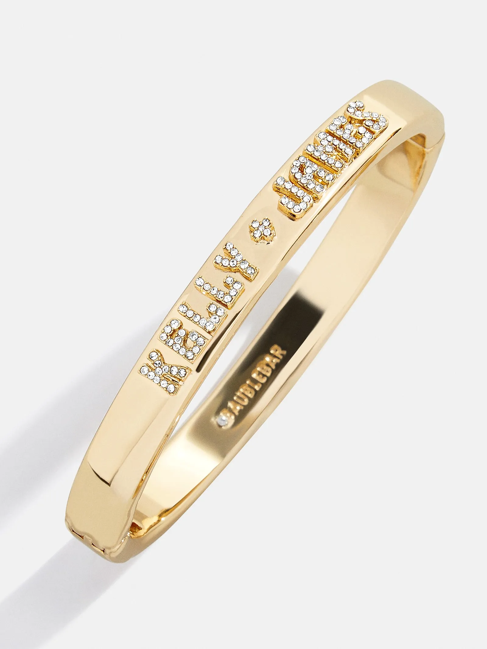 Groovy Letter Custom Hinge Bangle - Gold/Pavé sold by BaubleBar