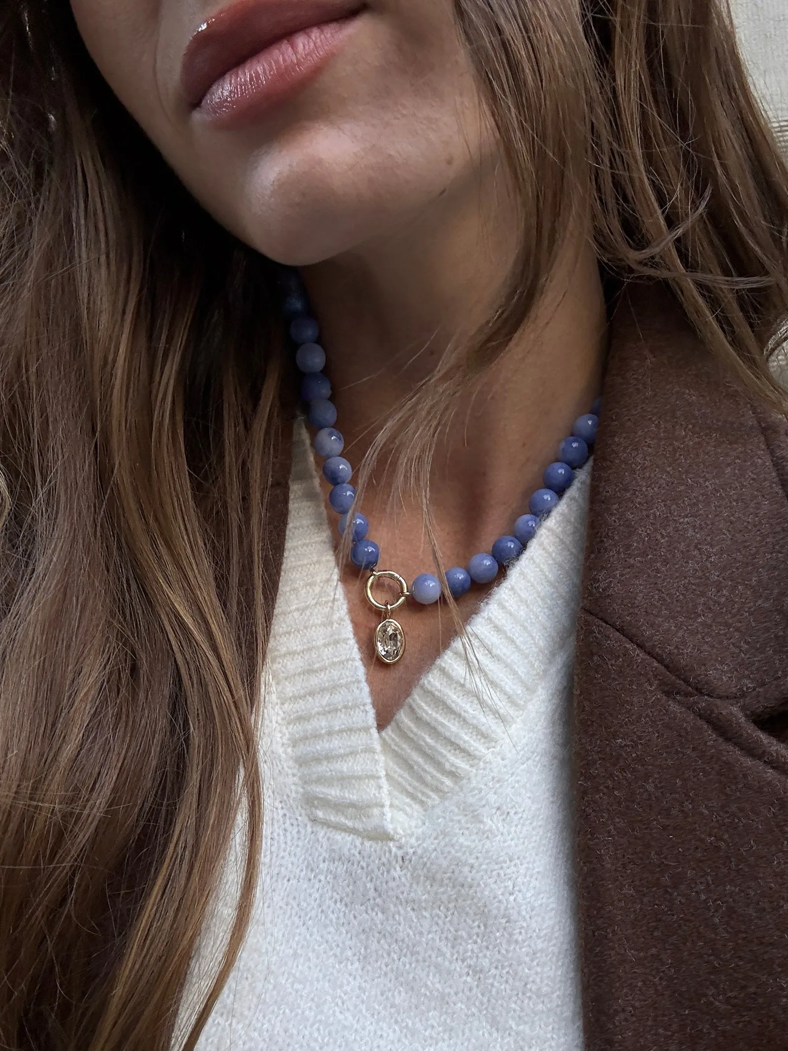 Janette Beaded Ring Necklace - Sodalite sold by BaubleBar product image thumbnail 2