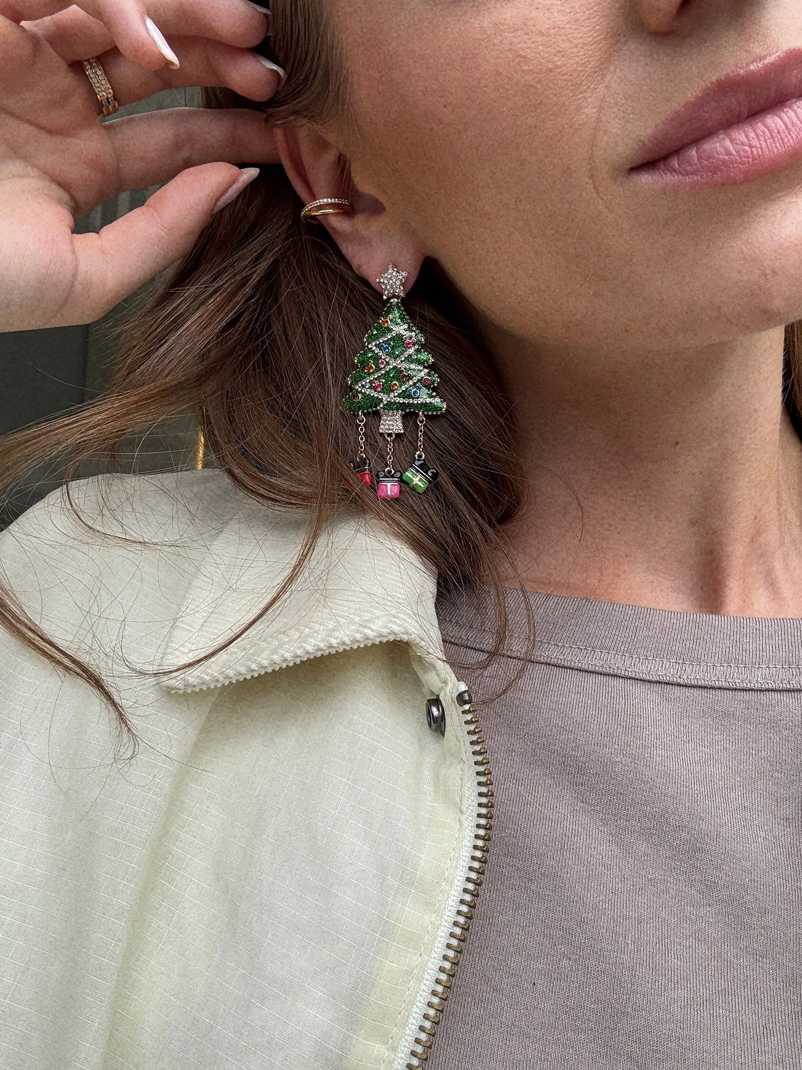 Disney Mickey Mouse Christmas Tree Statement Earrings - Christmas Tree sold by BaubleBar product image thumbnail 2