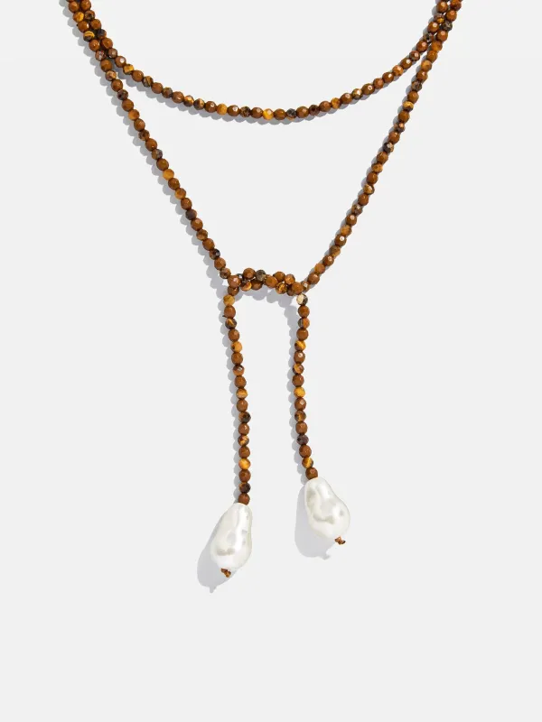Semi-Precious Pearl Wrap Necklace - Tiger's Eye sold by BaubleBar