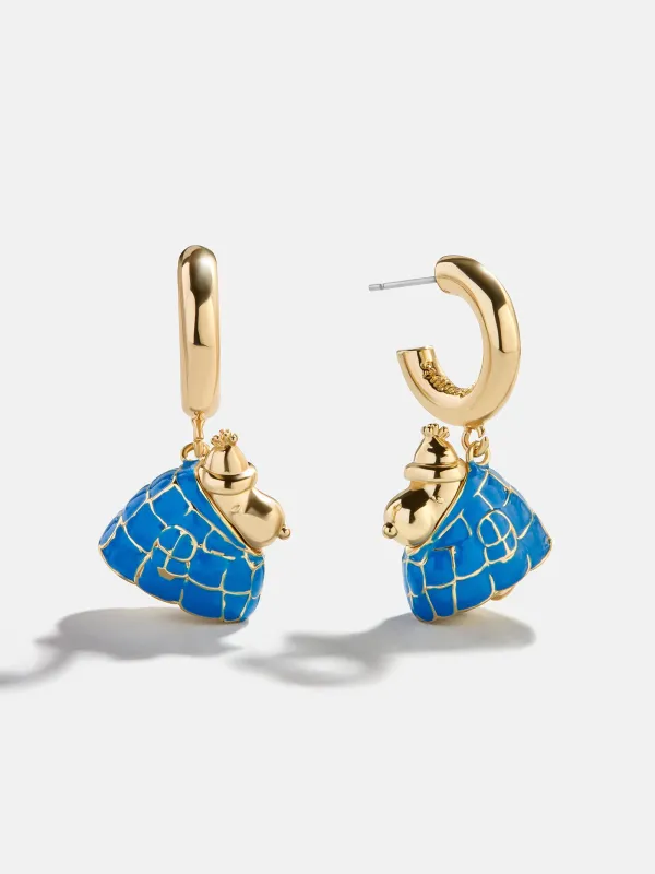 Peanuts Snoopy Puffer Jacket Earrings - Blue made by BaubleBar