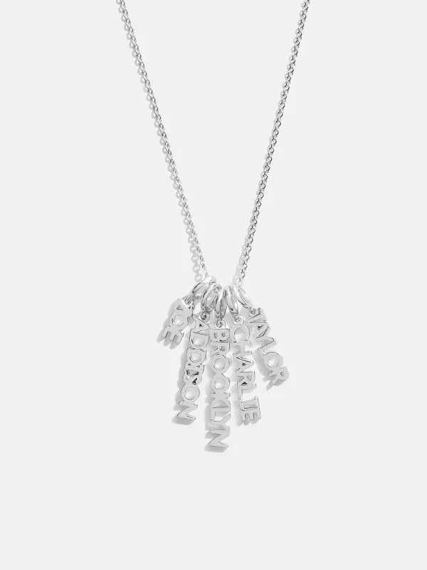 Mini Silver Block Cluster Custom Nameplate Necklace - 5 Names sold by BaubleBar