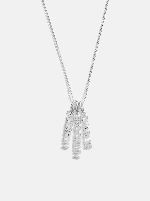 Mini Silver Block Cluster Custom Nameplate Necklace - 3 Names sold by BaubleBar