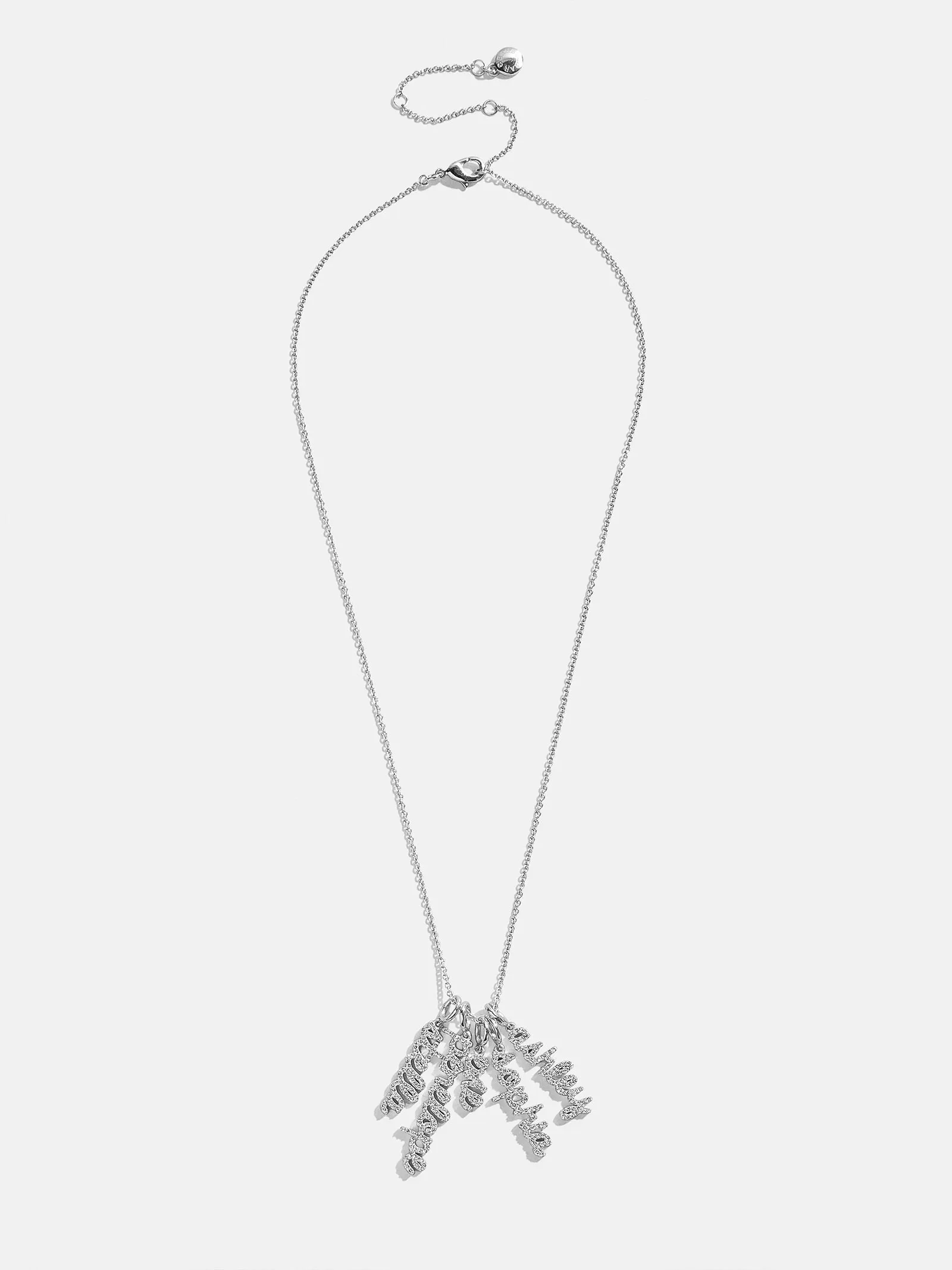 Mini Silver Pavé Script Cluster Custom Nameplate Necklace - 5 Names sold by BaubleBar product image thumbnail 3