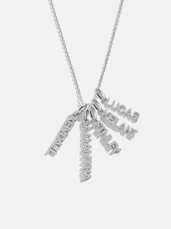 Mini Silver Pavé Block Cluster Custom Nameplate Necklace - 5 Names sold by BaubleBar