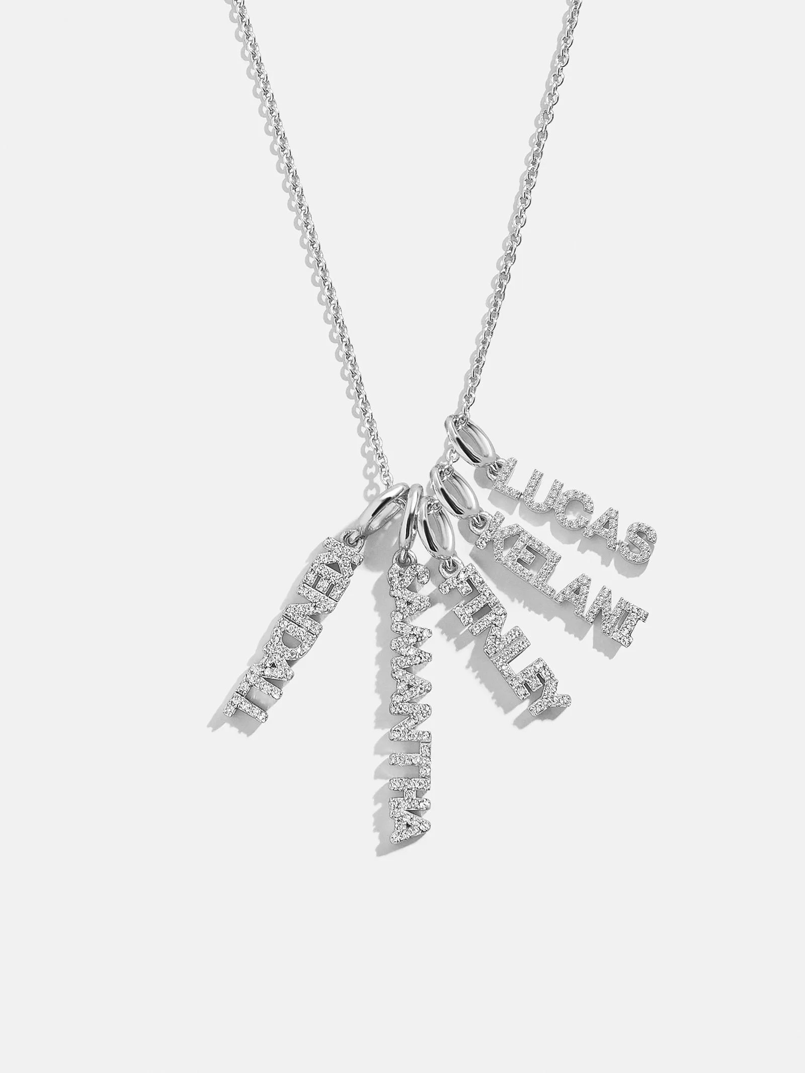 Mini Silver Pavé Block Cluster Custom Nameplate Necklace - 5 Names sold by BaubleBar