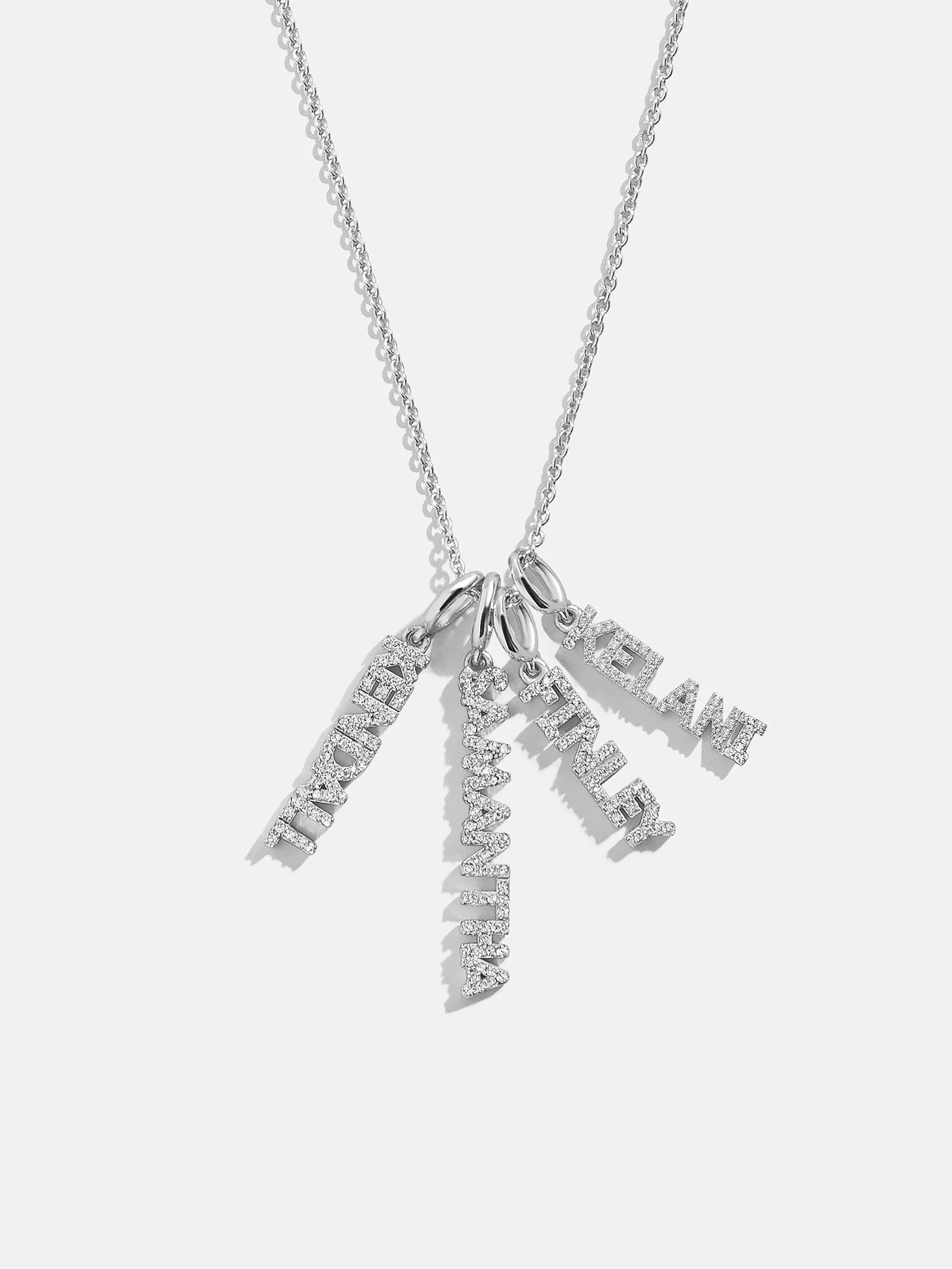 Mini Silver Pavé Block Cluster Custom Nameplate Necklace - 4 Names sold by BaubleBar
