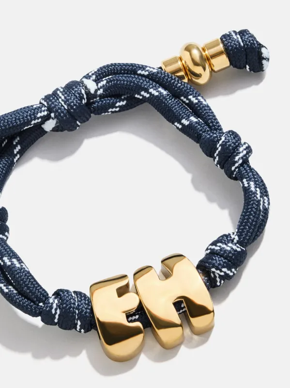 Knotty Initial Custom Bracelet - Navy Double Letters sold by BaubleBar