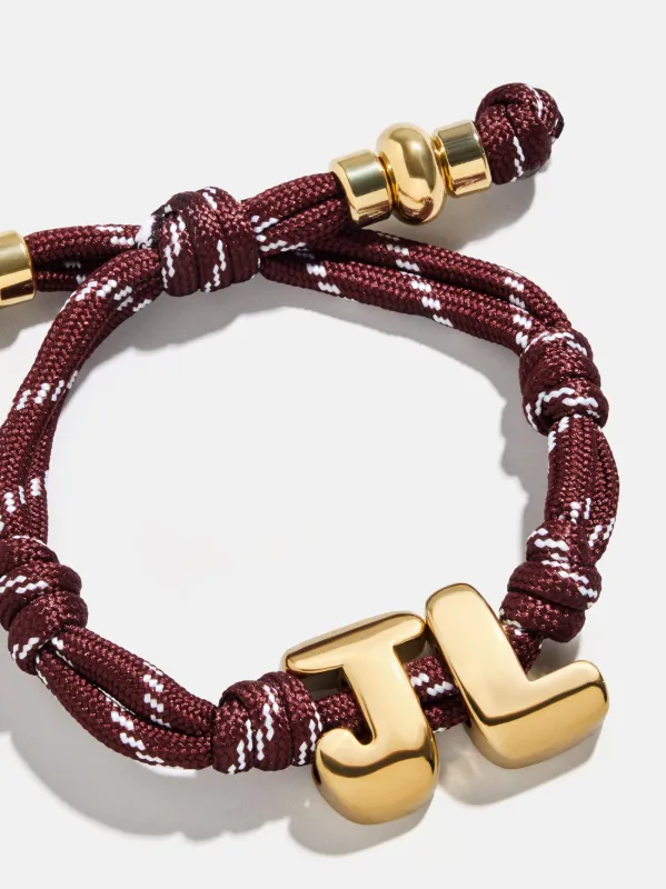 Knotty Initial Custom Bracelet - Maroon Double Letters sold by BaubleBar