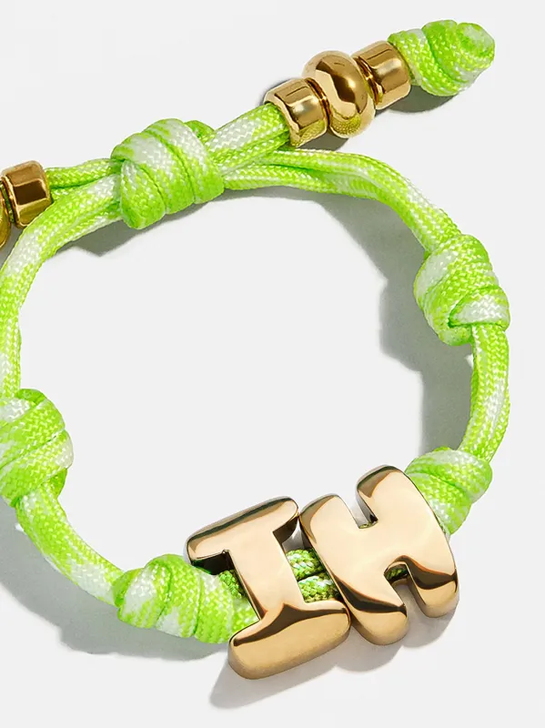Knotty Initial Custom Bracelet - Lime Green Double Letters sold by BaubleBar