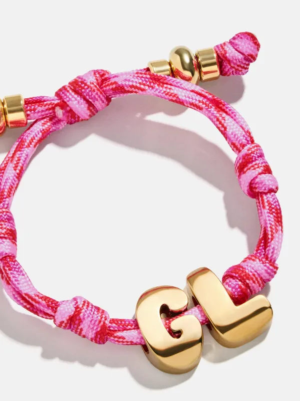 Knotty Initial Custom Bracelet - Fuchsia Double Letters sold by BaubleBar