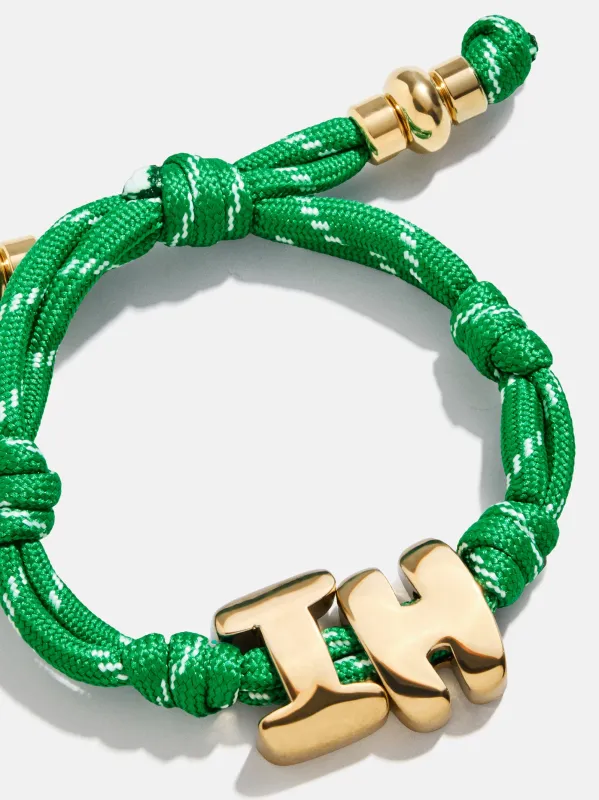 Knotty Initial Custom Bracelet - Bright Green Double Letters sold by BaubleBar