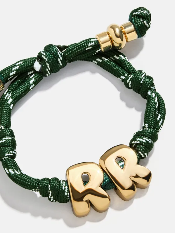 Knotty Initial Custom Bracelet - Dark Green Double Letters sold by BaubleBar