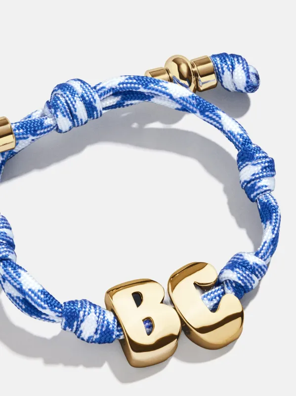 Knotty Initial Custom Bracelet - Royal Blue/White Double Letters sold by BaubleBar