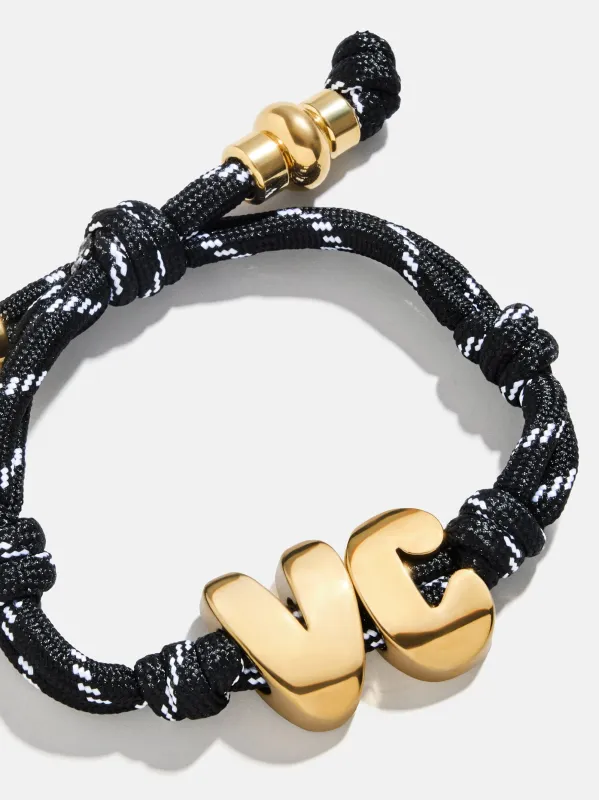 Knotty Initial Custom Bracelet - Black Double Letters sold by BaubleBar