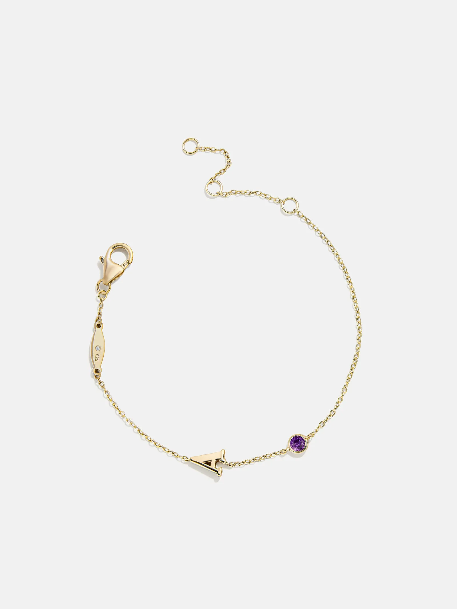 14K Gold Initial Birthstone Custom Bracelet - Amethyst sold by BaubleBar product image thumbnail 3