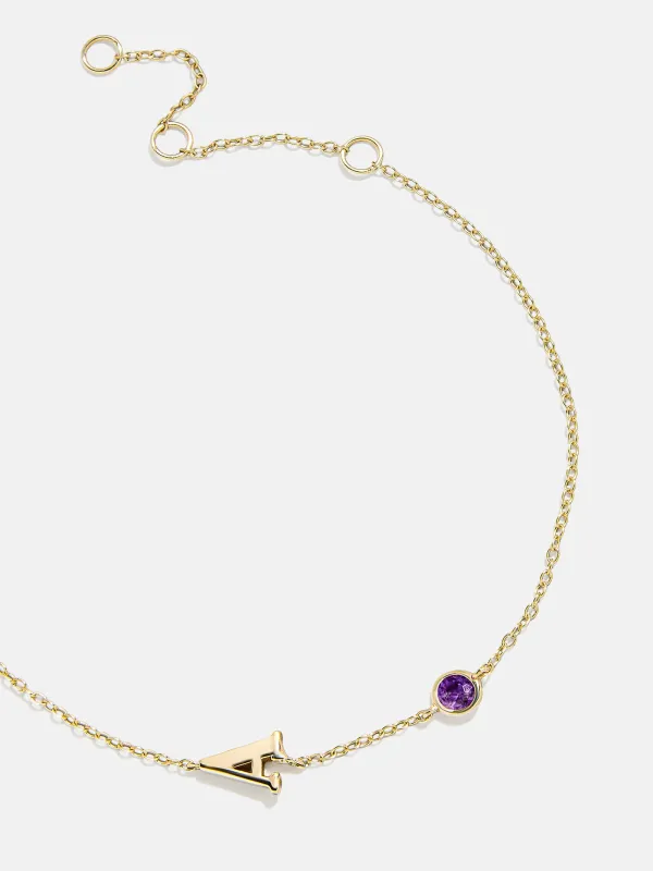 18K Gold Initial Birthstone Custom Bracelet - Amethyst sold by BaubleBar
