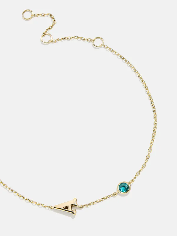 18K Gold Initial Birthstone Custom Bracelet - Blue Zircon sold by BaubleBar