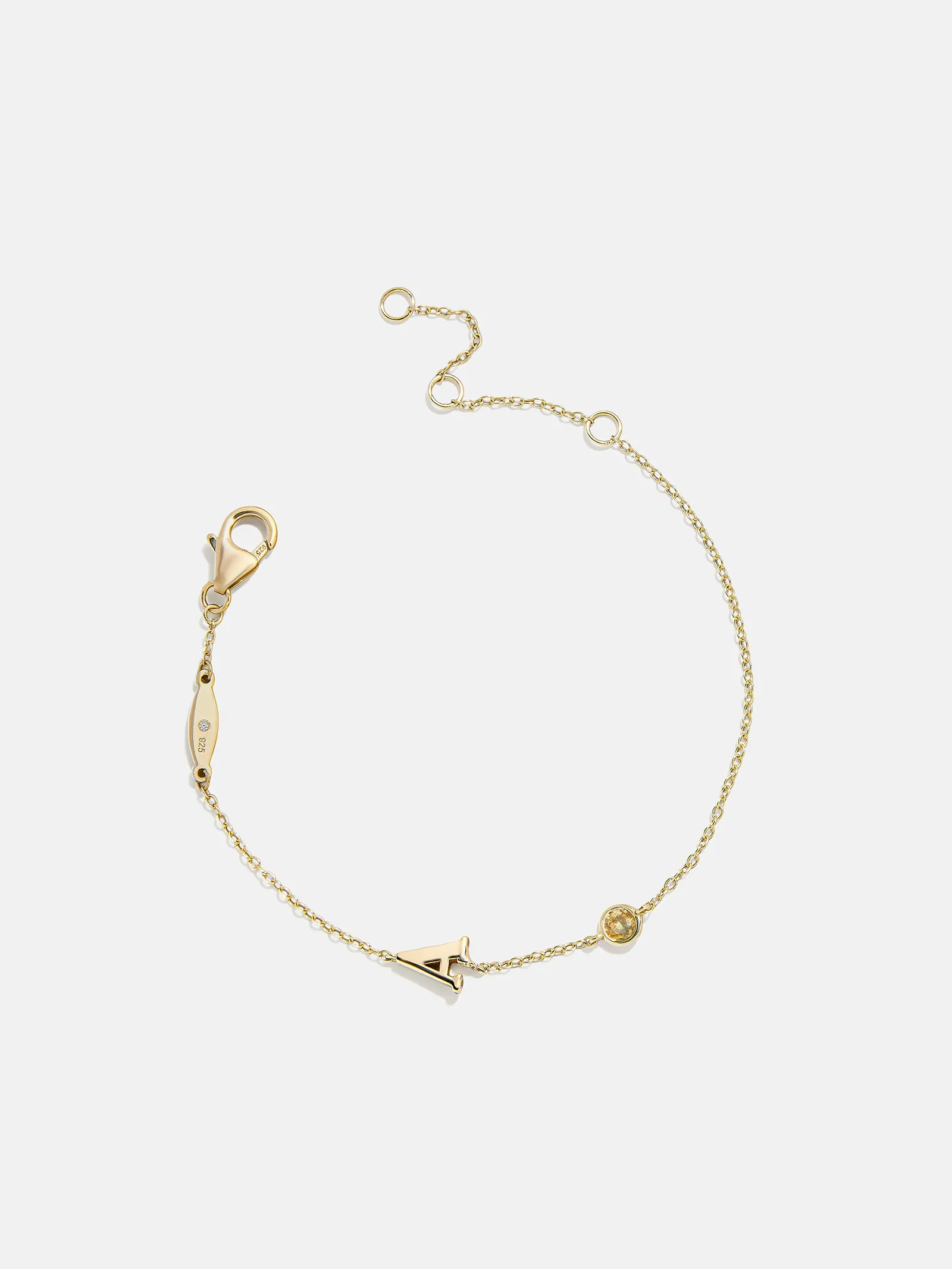 18K Gold Initial Birthstone Custom Bracelet - Topaz sold by BaubleBar product image thumbnail 3