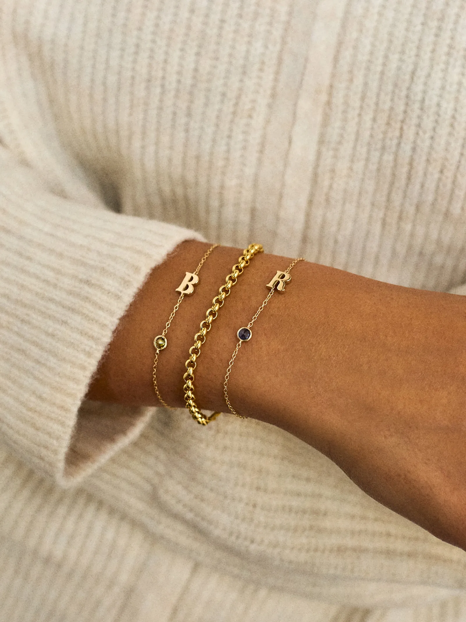 14K Gold Initial Birthstone Custom Bracelet - Rose sold by BaubleBar product image thumbnail 2