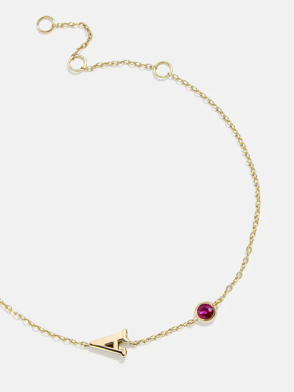 18K Gold Initial Birthstone Custom Bracelet - Rose sold by BaubleBar