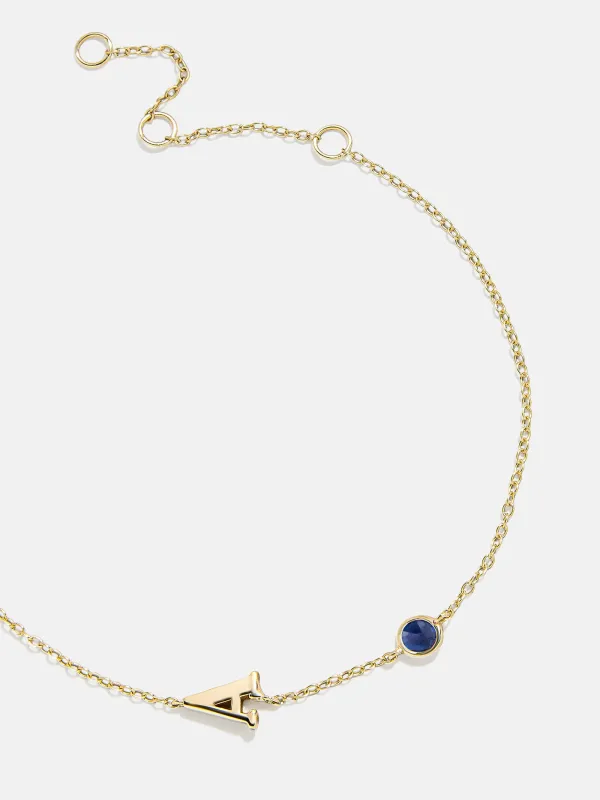 18K Gold Initial Birthstone Custom Bracelet - Sapphire sold by BaubleBar