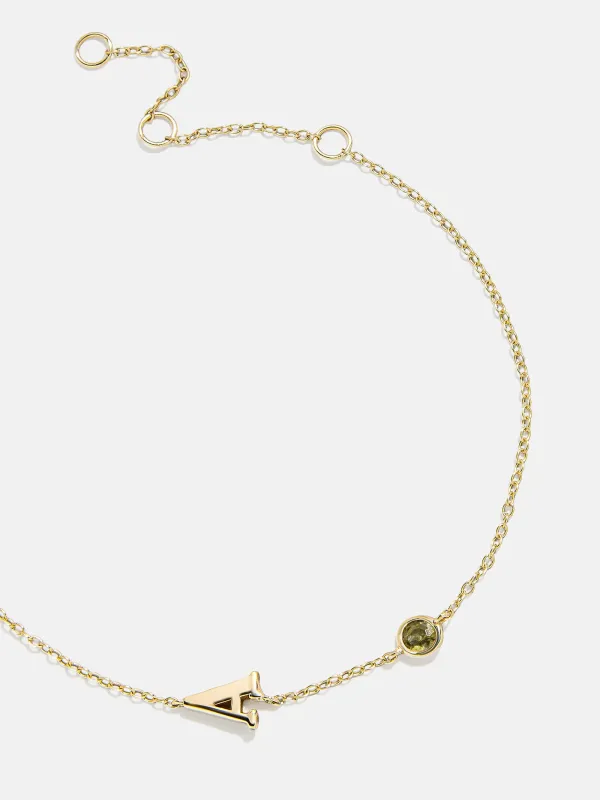 18K Gold Initial Birthstone Custom Bracelet - Peridot sold by BaubleBar