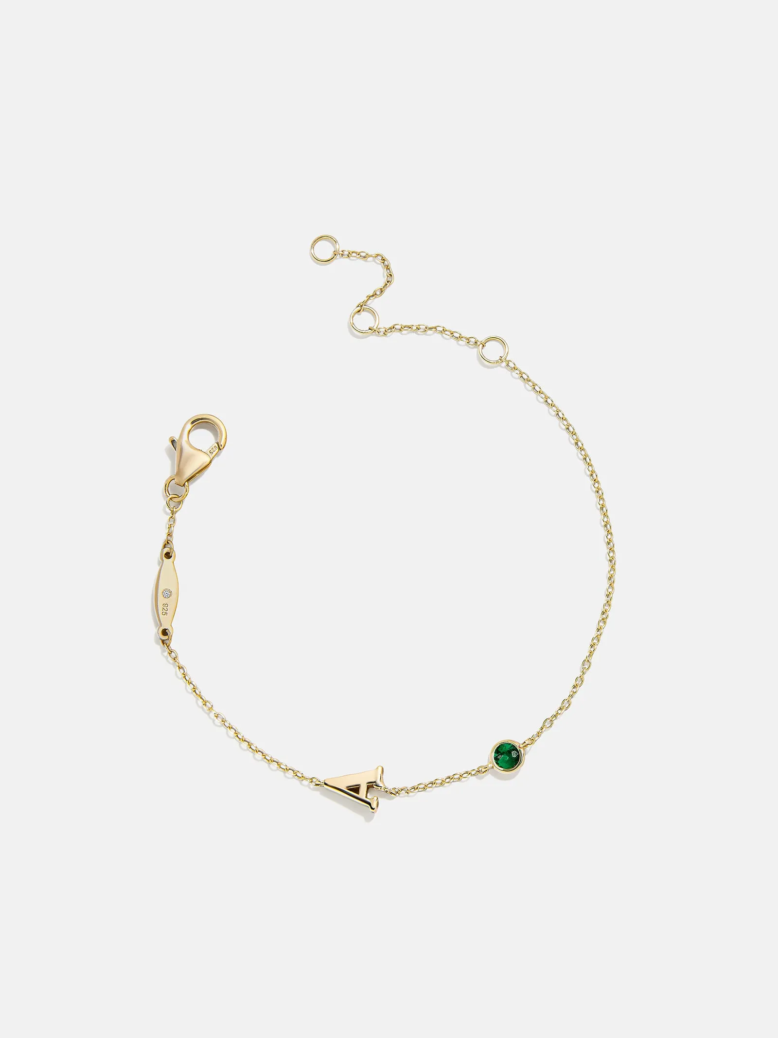 14K Gold Initial Birthstone Custom Bracelet - Emerald sold by BaubleBar product image thumbnail 3